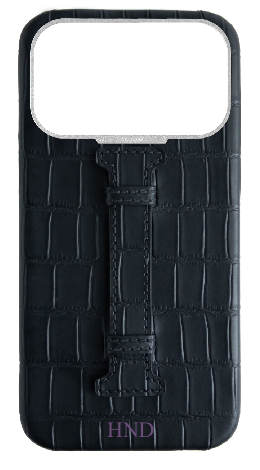 Customized Matte Black Embossed Crocodile Case