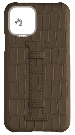 Customized Matte Dark Taupe Embossed Crocodile Case
