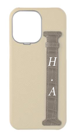 Customized Stone / Grey Exotic Crocodile Side Strap Case