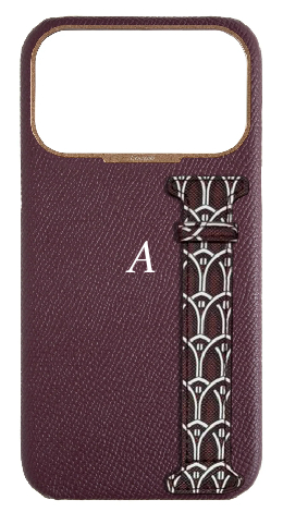 Customized Maroon Monogram Side Strap Case
