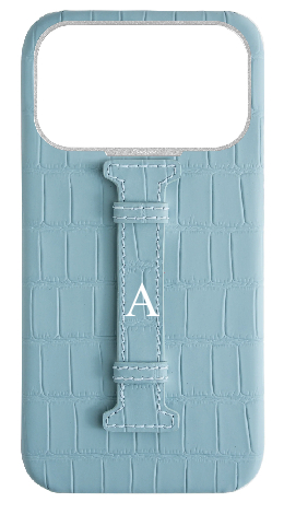 Customized Matte Light Blue Embossed Crocodile Case