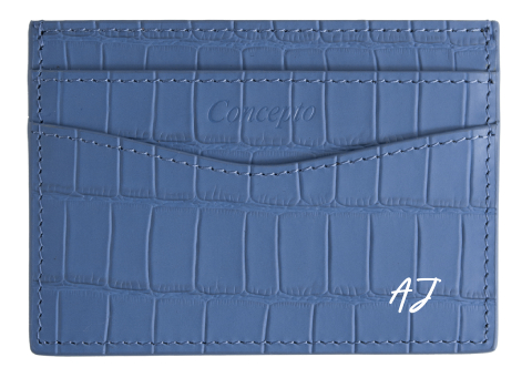 Customized Embossed Navy Blue Crocodile Cardholder