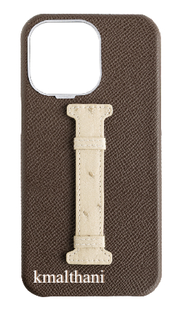 Customized Brown / Cream Exotic Ostrich Middle Strap Case