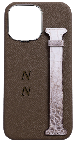 Customized Taupe Himalayan Exotic Crocodile Side Strap Case