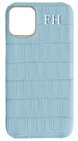 Customized Matte Light Blue Strapless Embossed Crocodile Case
