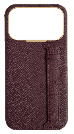 Customized Maroon Exotic Ostrich Side Strap Case