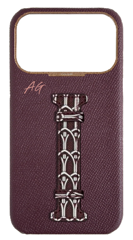 Customized Maroon Monogram Middle Strap Case