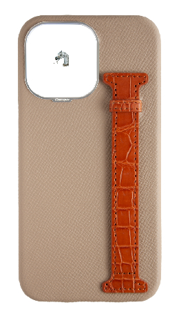 Customized Beige / Tangerine Exotic Crocodile Side Strap Case
