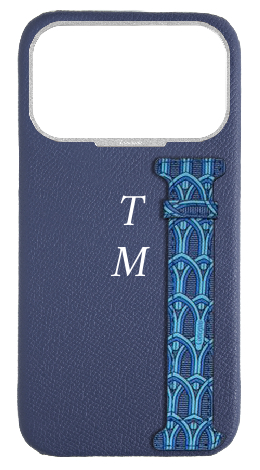Customized Blue Monogram Side Strap Case