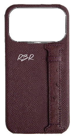 Customized Maroon Exotic Ostrich Side Strap Case