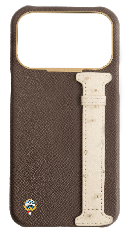 Customized Brown / Cream Exotic Ostrich Side Strap Case