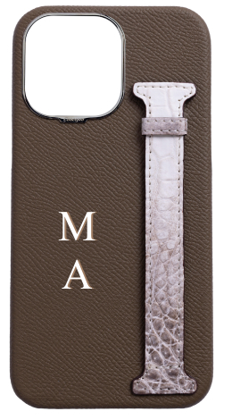 Customized Taupe Himalayan Exotic Crocodile Side Strap Case