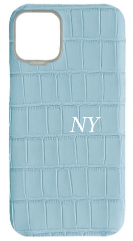 Customized Matte Light Blue Strapless Embossed Crocodile Case