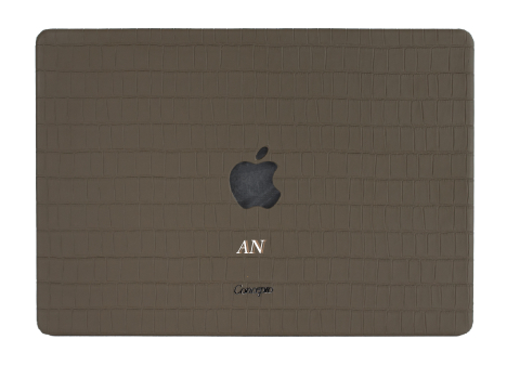 Customized Dark Taupe Embossed Crocodile Macbook Case