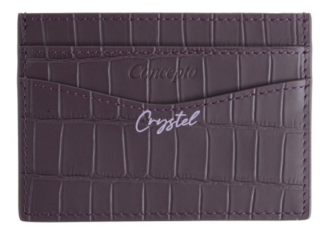 Customized Embossed Deep Purple Crocodile Cardholder