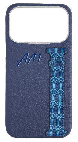 Customized Blue Monogram Side Strap Case