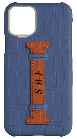 Customized Matte Navy Embossed Crocodile Case