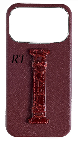 Customized Burgundy Exotic Crocodile Middle Strap Case