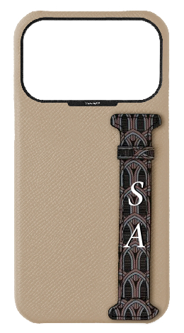 Customized Cream Monogram Side Strap Case