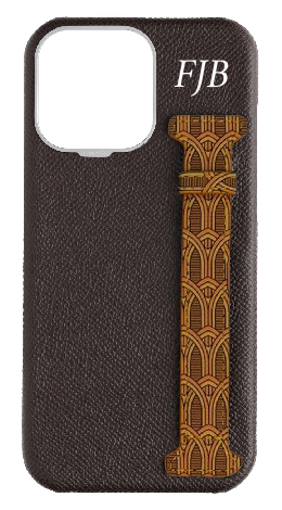 Customized Brown Monogram Side Strap Case