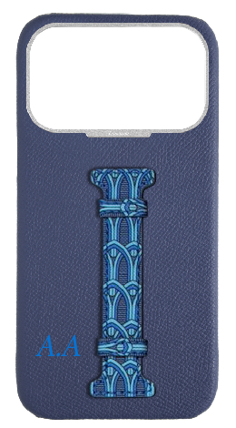 Customized Blue Monogram Middle Strap Case