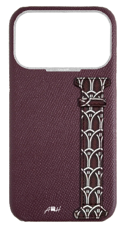 Customized Maroon Monogram Side Strap Case