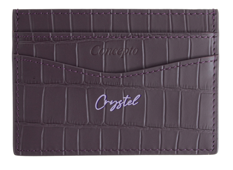 Customized Embossed Deep Purple Crocodile Cardholder