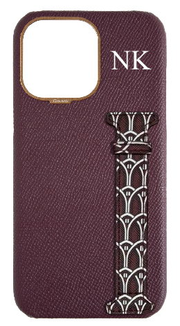 Customized Maroon Monogram Side Strap Case