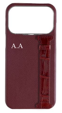 Customized Burgundy Exotic Crocodile Side Strap Case