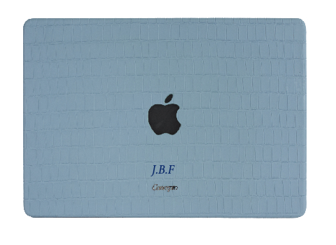 Customized Baby Blue Embossed Crocodile Macbook Case