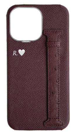 Customized Maroon Exotic Ostrich Side Strap Case