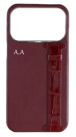 Customized Burgundy Exotic Crocodile Side Strap Case