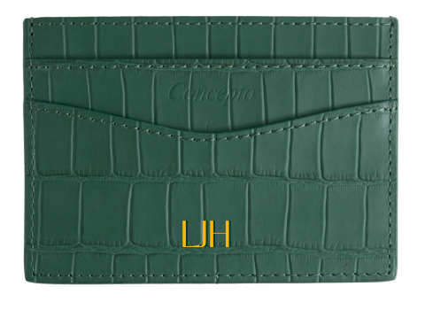 Customized Embossed Royal Green Crocodile Cardholder