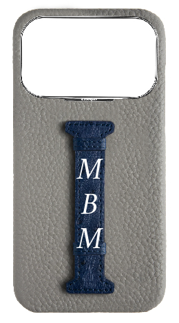 Customized Grey / Navy Exotic Ostrich Middle Strap Case