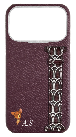 Customized Maroon Monogram Side Strap Case