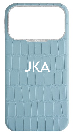 Customized Matte Light Blue Strapless Embossed Crocodile Case