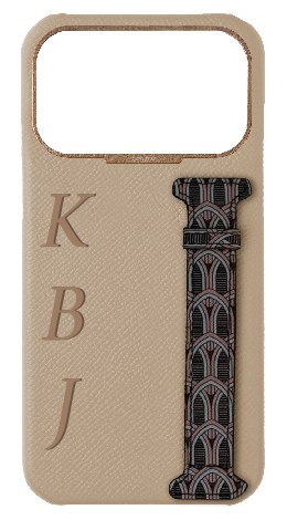 Customized Cream Monogram Side Strap Case