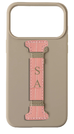 Customized Cream Silicon Middle Strap Case