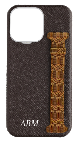 Customized Brown Monogram Side Strap Case