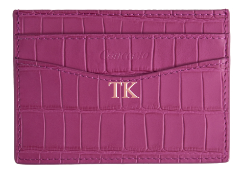 Customized Embossed Fuchsia Crocodile Cardholder