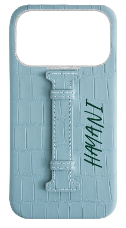 Customized Matte Light Blue Embossed Crocodile Case