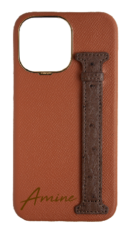 Customized Tan / Brown Exotic Ostrich Side Strap Case