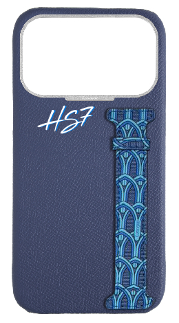 Customized Blue Monogram Side Strap Case