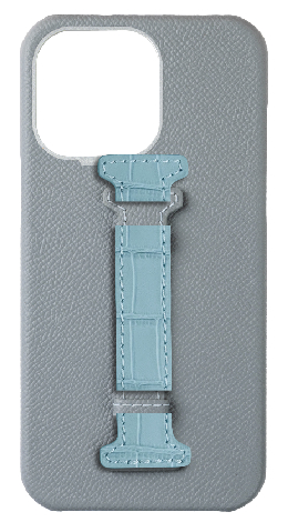 Customized Light Blue Grey Epsom Middle Strap Case