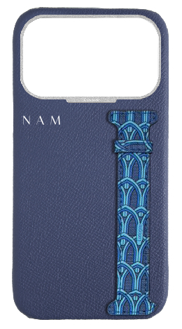 Customized Blue Monogram Side Strap Case