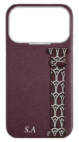 Customized Maroon Monogram Side Strap Case