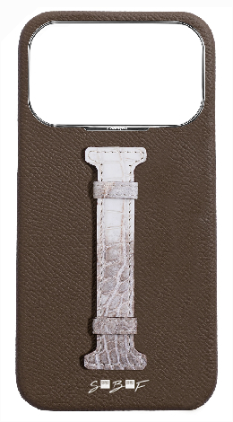 Customized Taupe Himalayan Exotic Crocodile Middle Strap Case