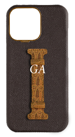 Customized Brown Monogram Middle Strap Case