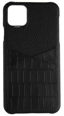 Customized Matte Black Embossed Pocket Crocodile Case