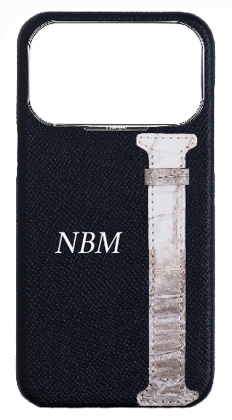 Customized Black Himalayan Exotic Crocodile Side Strap Case